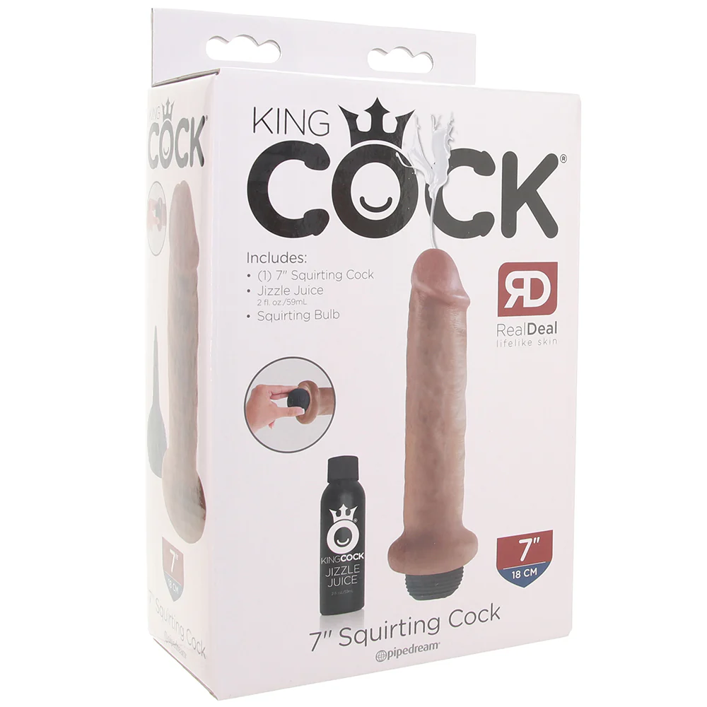 King Cock 7 Inch Squirting Dildo in Tan