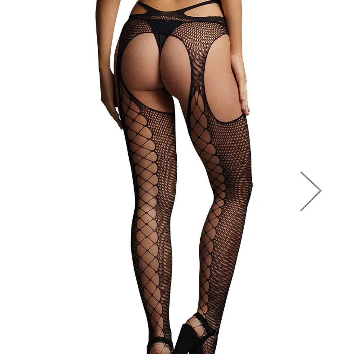 Le Désir Black Suspender Pantyhose With Strappy Waist