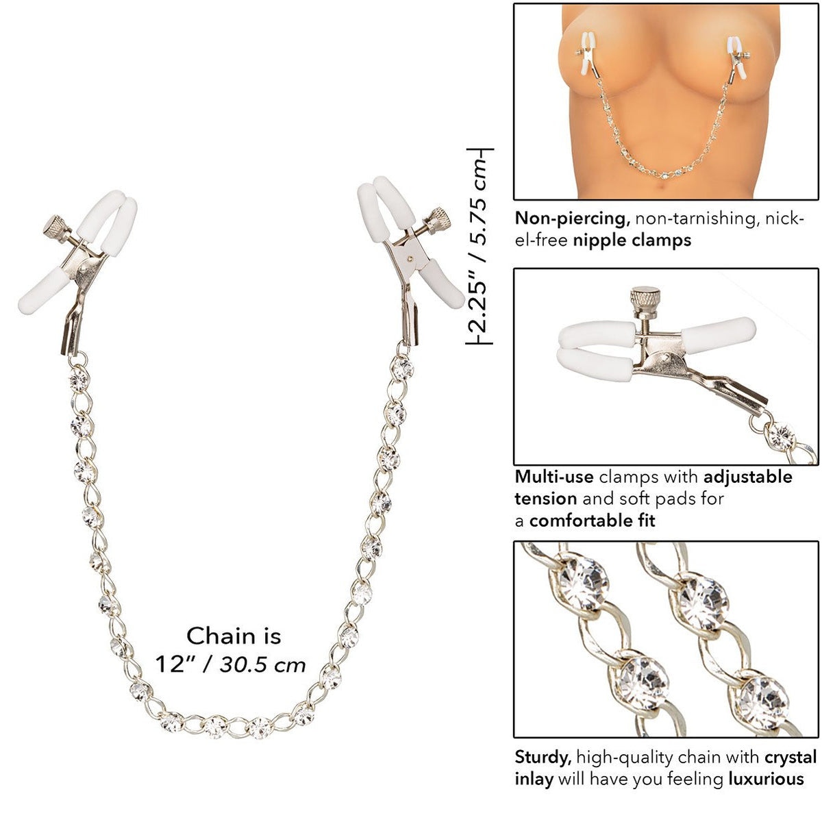 CalExotics® Nipple Play - Crystal Chain Clamps