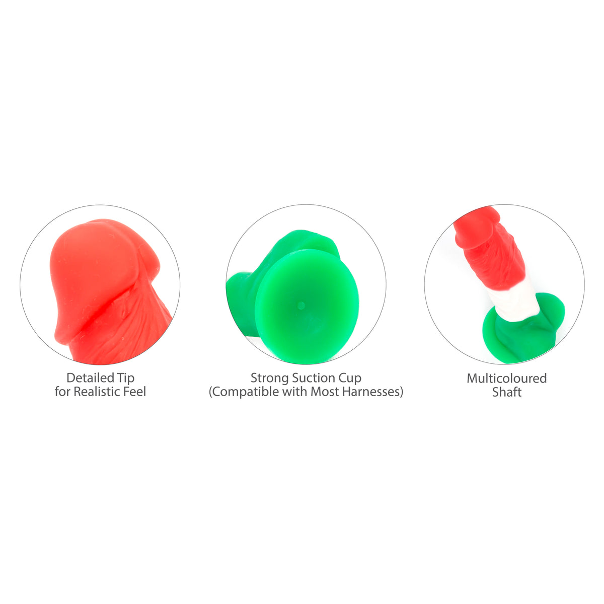 Pure Love® - Tri-Colour Realistic Dildo With Suction Base – 7 In.