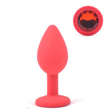 Load image into Gallery viewer, Red Small Size Silicone Anal Plug with Red Diamond - Sexy.Delivery Sex Toys Delivery
