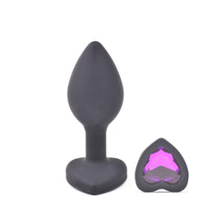 Load image into Gallery viewer, Small Size Black Color Silicone Anal Plug with Heart Shape Diamond - Sexy.Delivery Sex Toys Delivery
