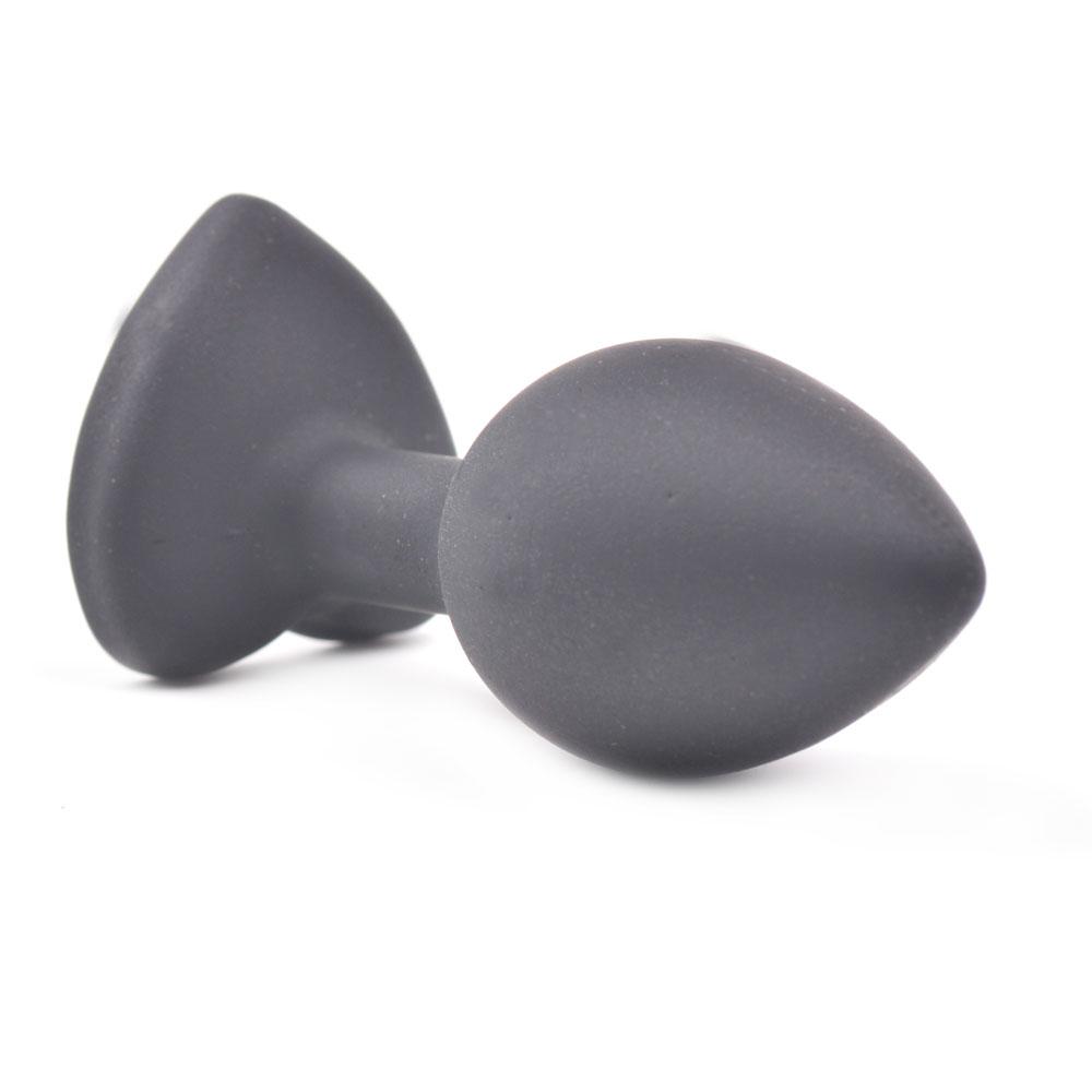 Small Size Black Color Silicone Anal Plug with Heart Shape Diamond - Sexy.Delivery Sex Toys Delivery