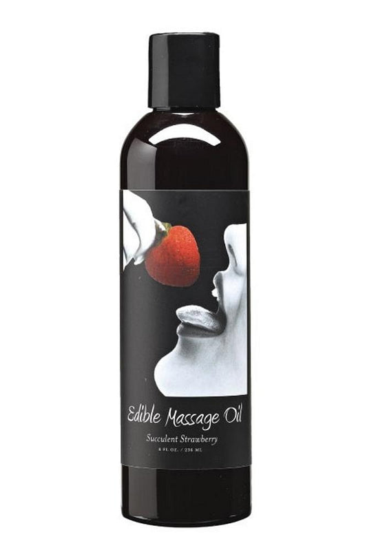 Edible Massage Oil 8oz/236ml in Strawberry - Sex Toys Vancouver Same Day Delivery