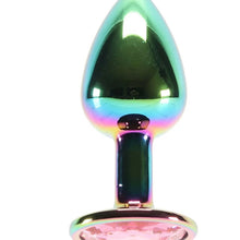 Load image into Gallery viewer, Small Aluminum Plug with Pink Gem in Multicolor
