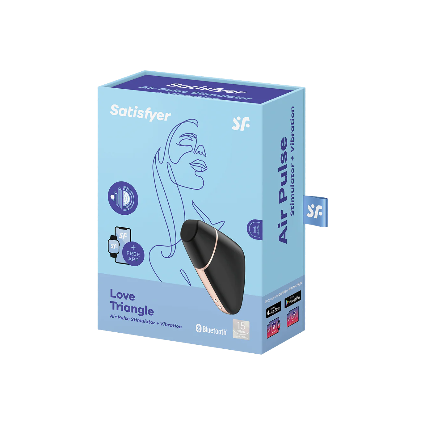 Love Triangle Air Pulse Stimulator + Vibration in Black