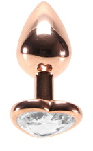 Load image into Gallery viewer, Small Aluminum Plug with Clear Heart Gem in Rose Gold
