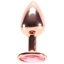 Load image into Gallery viewer, Small Aluminum Plug with Pink Gem in Rose Gold
