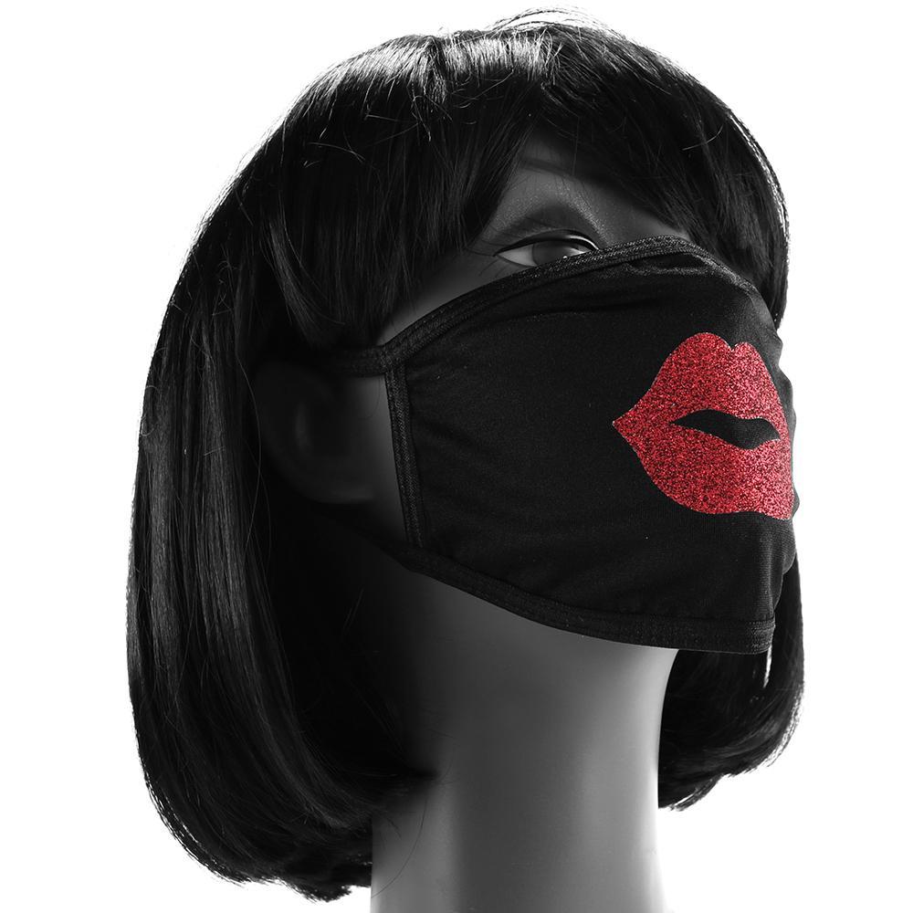 Pucker Up Red Glitter Kiss Face Mask - Sex Toys Vancouver Same Day Delivery