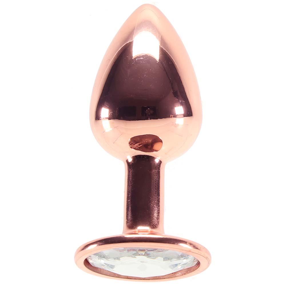 Small Aluminum Plug with Clear Gem in Silver - Sex Toys Vancouver Same Day Delivery