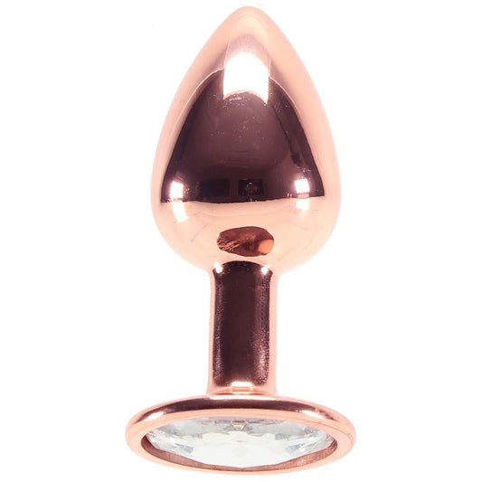 Small Aluminum Plug with Clear Gem in Silver - Sex Toys Vancouver Same Day Delivery