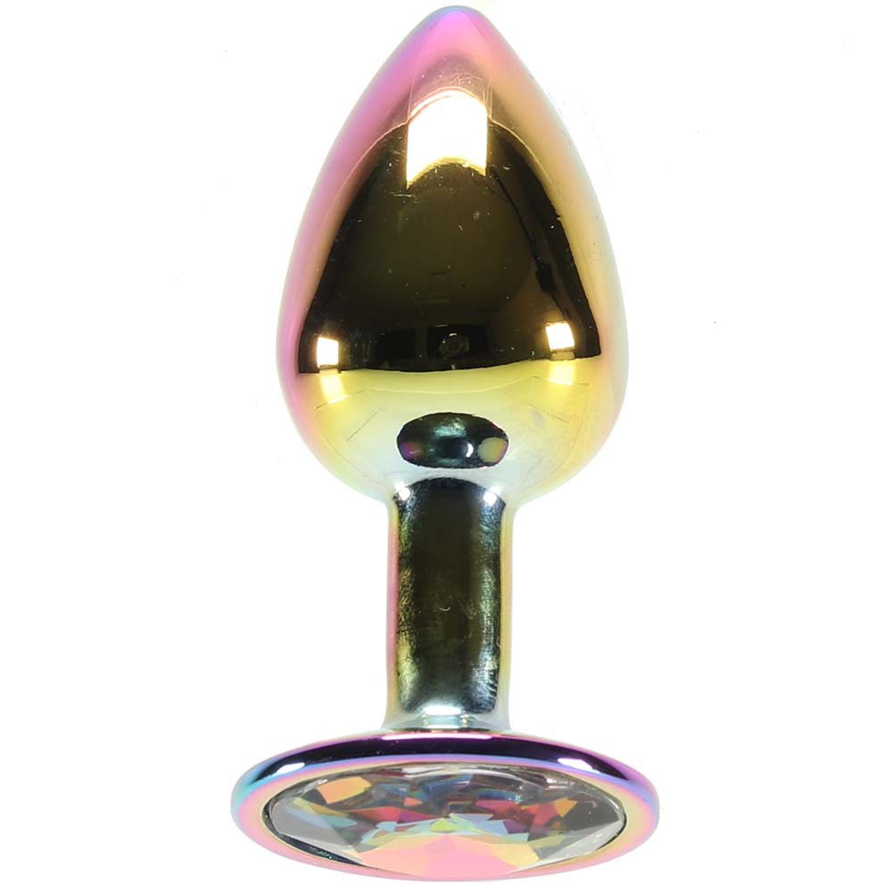 Small Aluminum Plug with Rainbow Gem in Multicolor