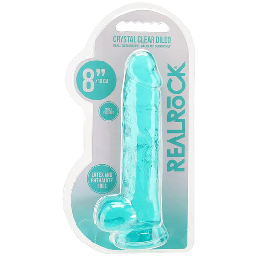 RealRock 8 Inch Realistic Ballsy Dildo in Turquoise